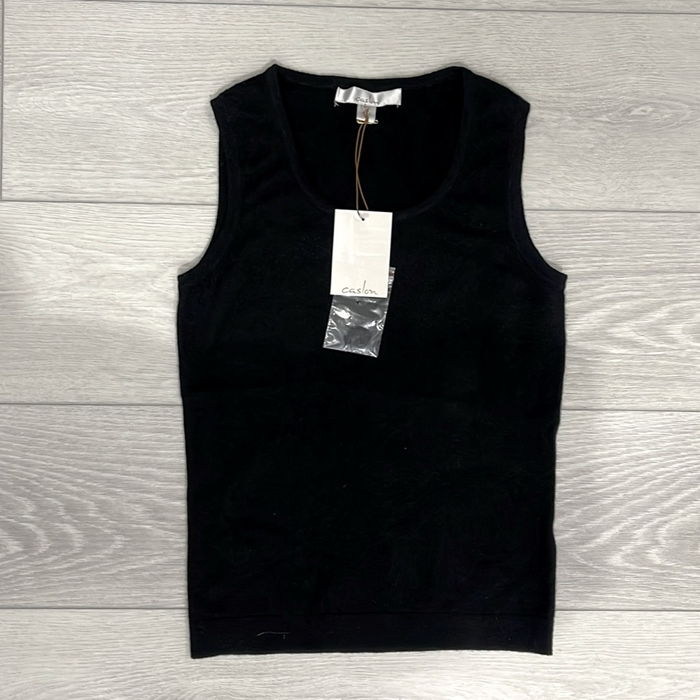 NWT Nordstrom Caslon Black cashmere Sleeveless Sweater